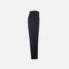 View 4 of product Turnbull & Asser UK Edward Navy Pleated Trousers in Wool Gabardine featuring a navy blue, tailored silhouette with a straight-leg cut and pleated detailing.