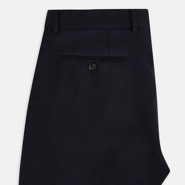 Edward Navy Pleated Trousers in Wool Gabardine Image 4