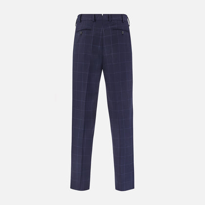 Navy Check Edward Trousers Image 2