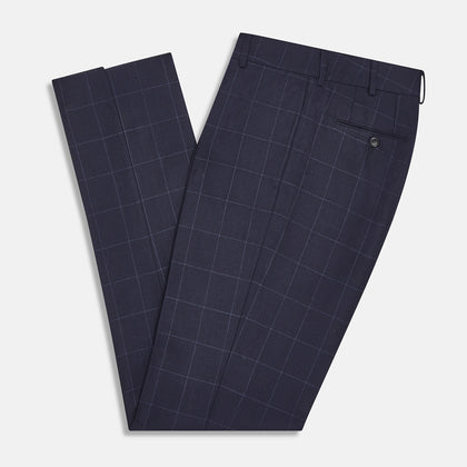 Navy Check Edward Trousers Image 4