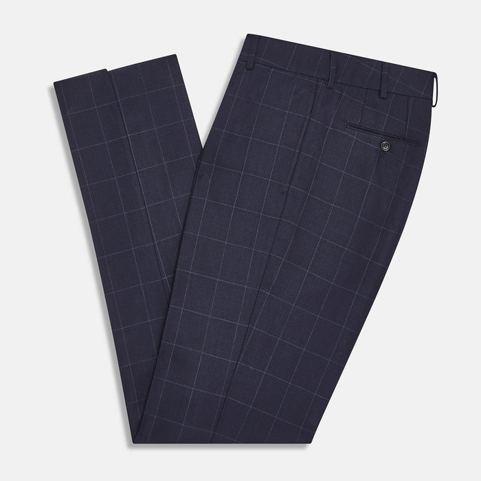 Navy Check Edward Trousers Image 4