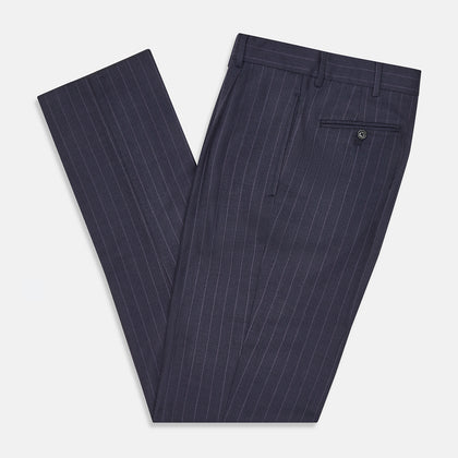 Navy Pinstripe Arthur Trousers Image 4