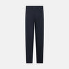 View 2 of product The Charcoal William Trousers by Turnbull & Asser UK feature a straight-leg cut, belt loops, and a flat front in classic dark navy blue, styled like traditional charcoal dress pants and shown on a plain white background.