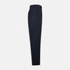 View 3 of product The Charcoal William Trousers by Turnbull & Asser UK feature a straight-leg cut, belt loops, and a flat front in classic dark navy blue, styled like traditional charcoal dress pants and shown on a plain white background.
