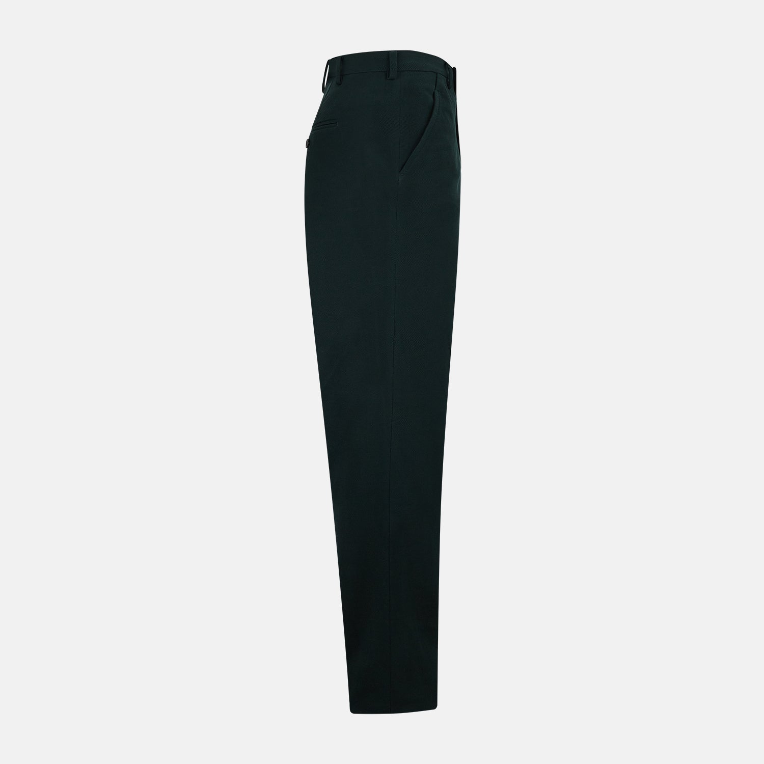 View 4 of product The Forest Green William Trousers by Turnbull & Asser UK are straight-leg, pleated trousers with belt loops and side pockets, displayed on a plain white background.
