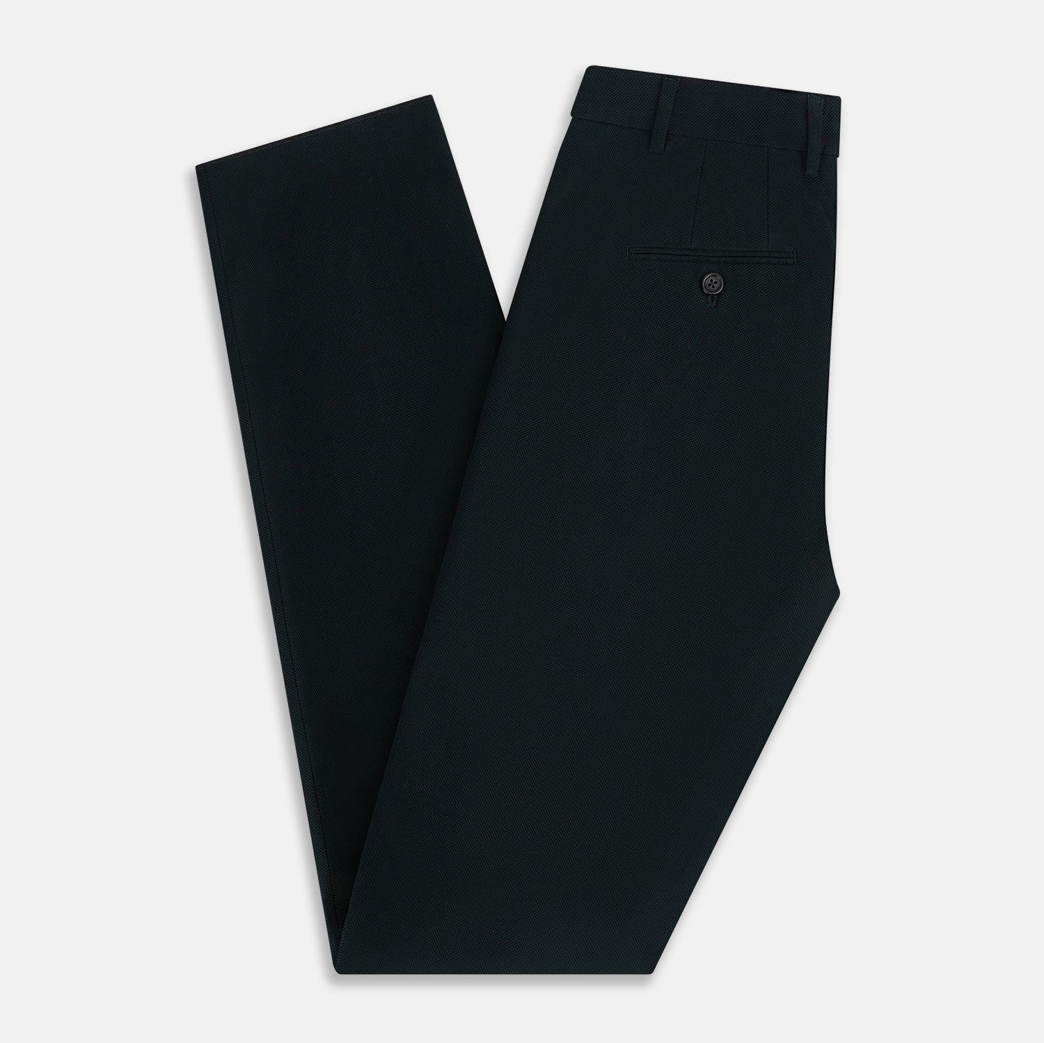 View 6 of product The Forest Green William Trousers by Turnbull & Asser UK are straight-leg, pleated trousers with belt loops and side pockets, displayed on a plain white background.