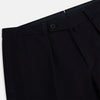 View 2 of product Turnbull & Asser Navy Knitted London Trousers feature a high waist, pleated tailoring, and a straight leg fit, displayed against a plain white background.