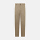 The Sand Linen Amberley Trousers by Turnbull & Asser UK are high-waisted, straight-leg, light brown herringbone linen trousers with belt loops, a front button, and zip closure, shown against a plain white background.