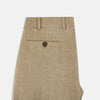 View 6 of product The Sand Linen Amberley Trousers by Turnbull & Asser UK are high-waisted, straight-leg, light brown herringbone linen trousers with belt loops, a front button, and zip closure, shown against a plain white background.
