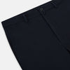 View 2 of product A pair of navy, straight-leg Amberley trousers in cotton by Turnbull & Asser UK, featuring belt loops, a button closure, and a zip fly in the classic Windsor style, displayed on a plain white background.