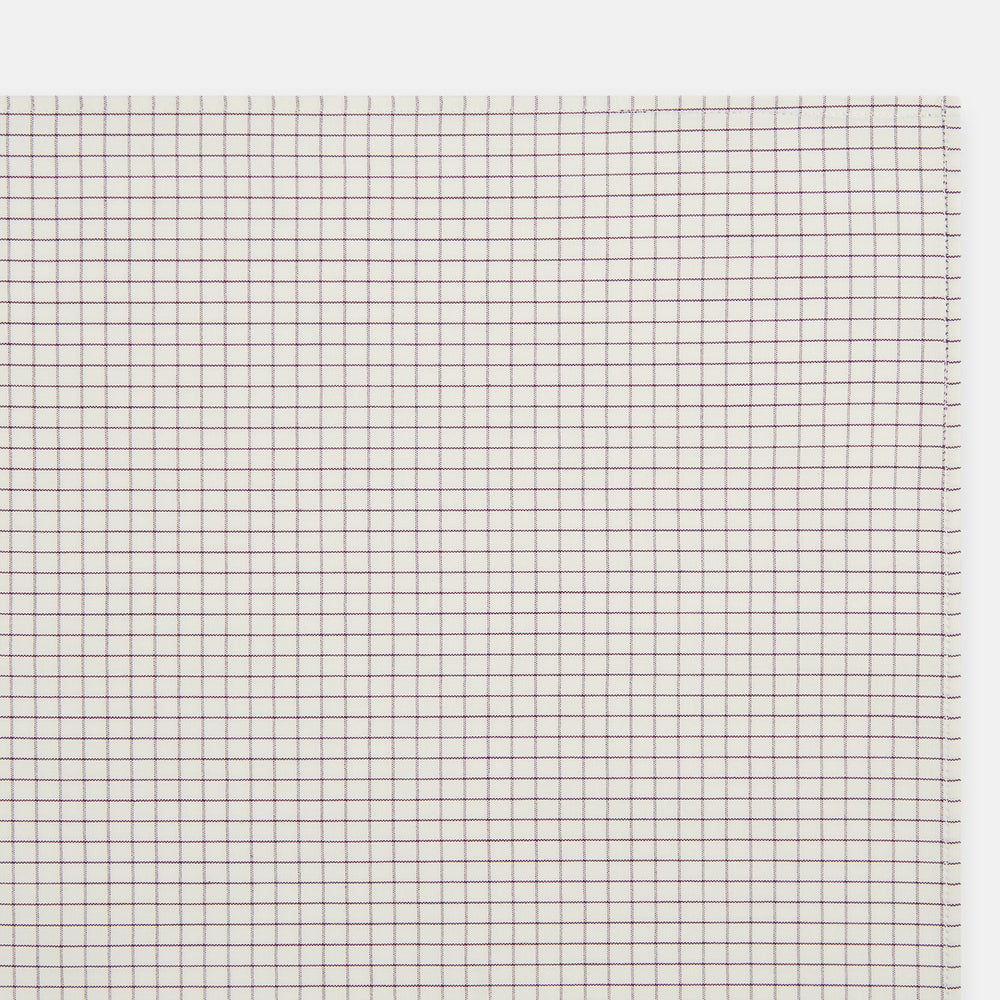 The Turnbull & Asser Purple Graph Check Handkerchief features small, evenly spaced purple lines forming squares, displayed flat against a white background.