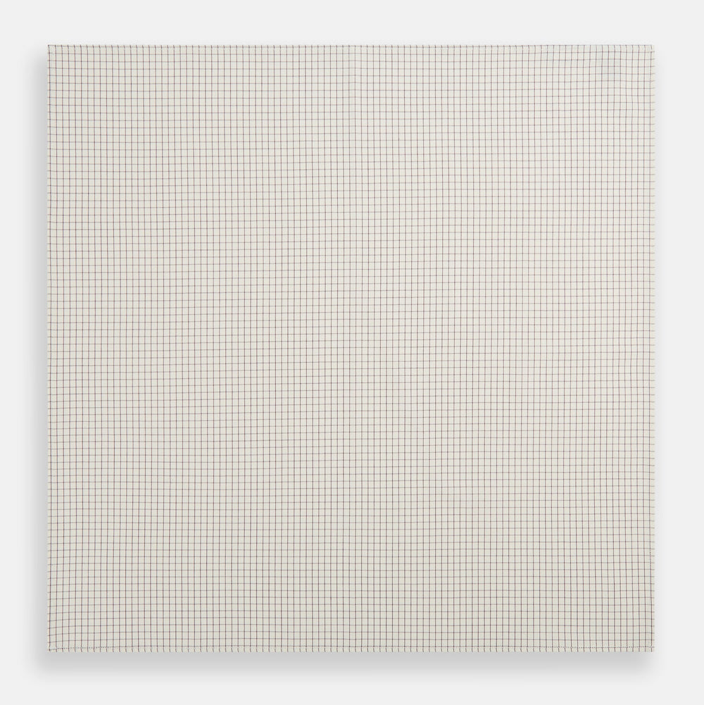 The Turnbull & Asser Purple Graph Check Handkerchief features small, evenly spaced purple lines forming squares, displayed flat against a white background.