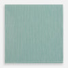 View 1 of product A neatly folded, square-shaped Green Pencil Stripe Handkerchief by Turnbull & Asser, featuring thin green and white vertical stripes, displayed on a plain white background.