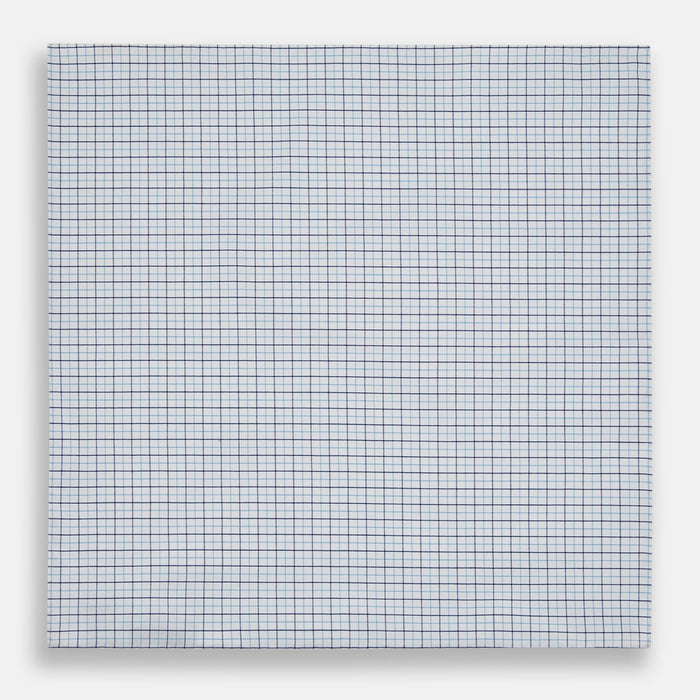 Hand Rolled Blue Double Graph Check Handkerchief Image 2