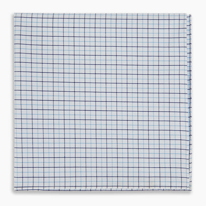 Hand Rolled Blue Double Graph Check Handkerchief Image 3