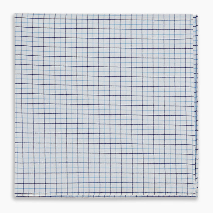 Hand Rolled Blue Double Graph Check Handkerchief Image 3