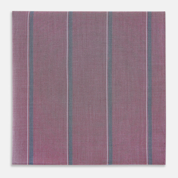 Cerise Red Track Stripe Hand-Rolled Handkerchief