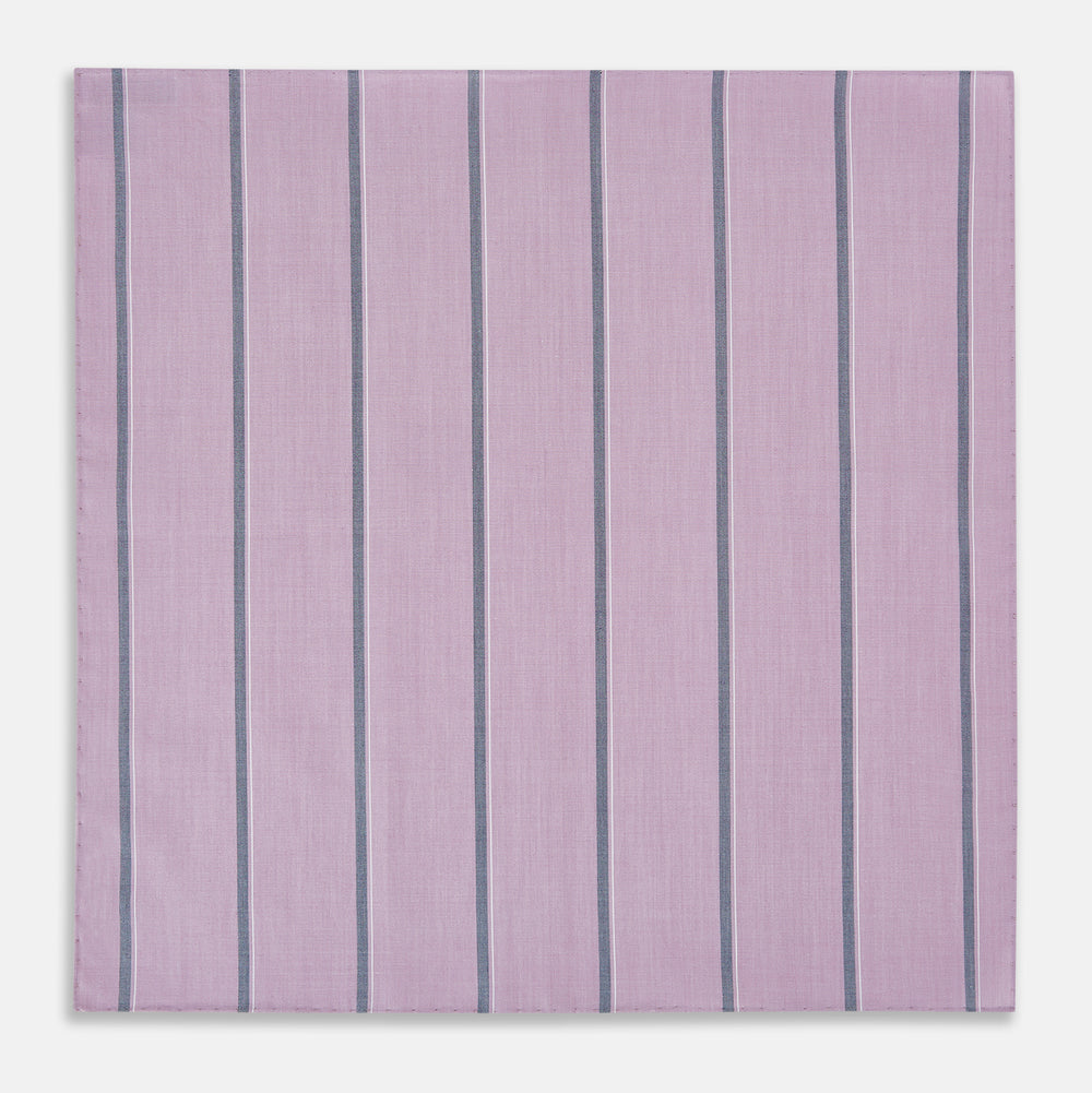 Antique Pink Track Stripe Hand-Rolled Handkerchief