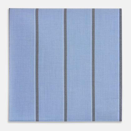Sky Blue Track Stripe Hand-Rolled Handkerchief