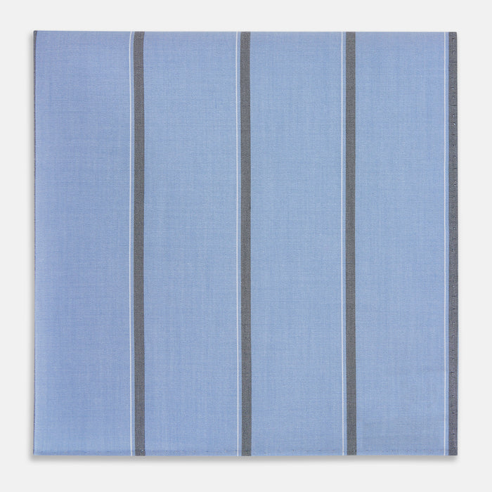 Sky Blue Track Stripe Hand-Rolled Handkerchief
