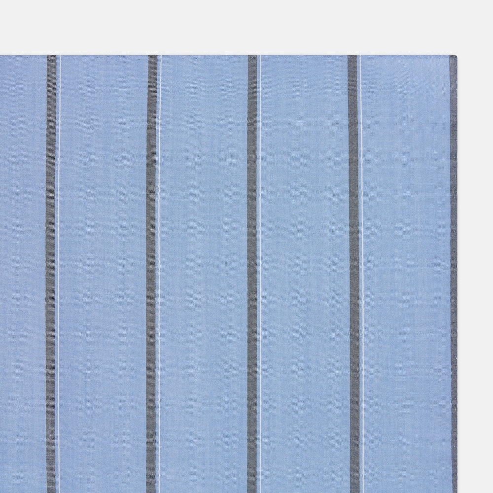 Sky Blue Track Stripe Hand-Rolled Handkerchief