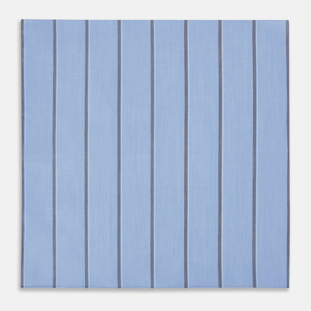 Sky Blue Track Stripe Hand-Rolled Handkerchief