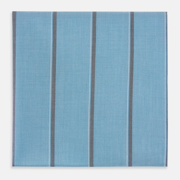 Cendre Blue Track Stripe Hand-Rolled Handkerchief
