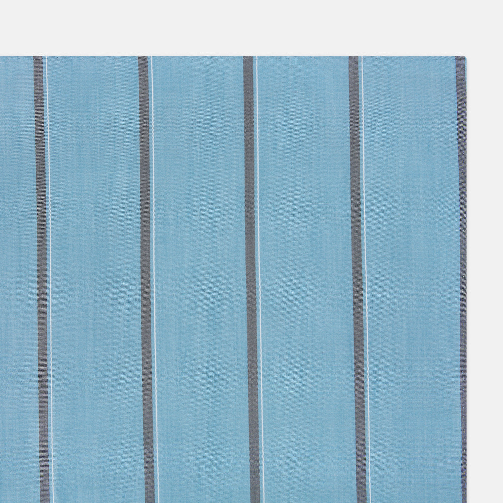 Cendre Blue Track Stripe Hand-Rolled Handkerchief
