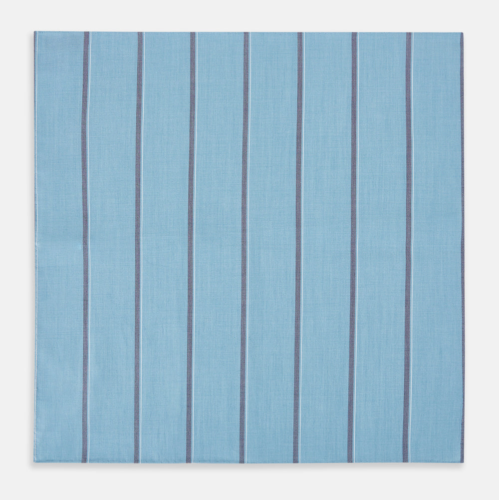 Cendre Blue Track Stripe Hand-Rolled Handkerchief