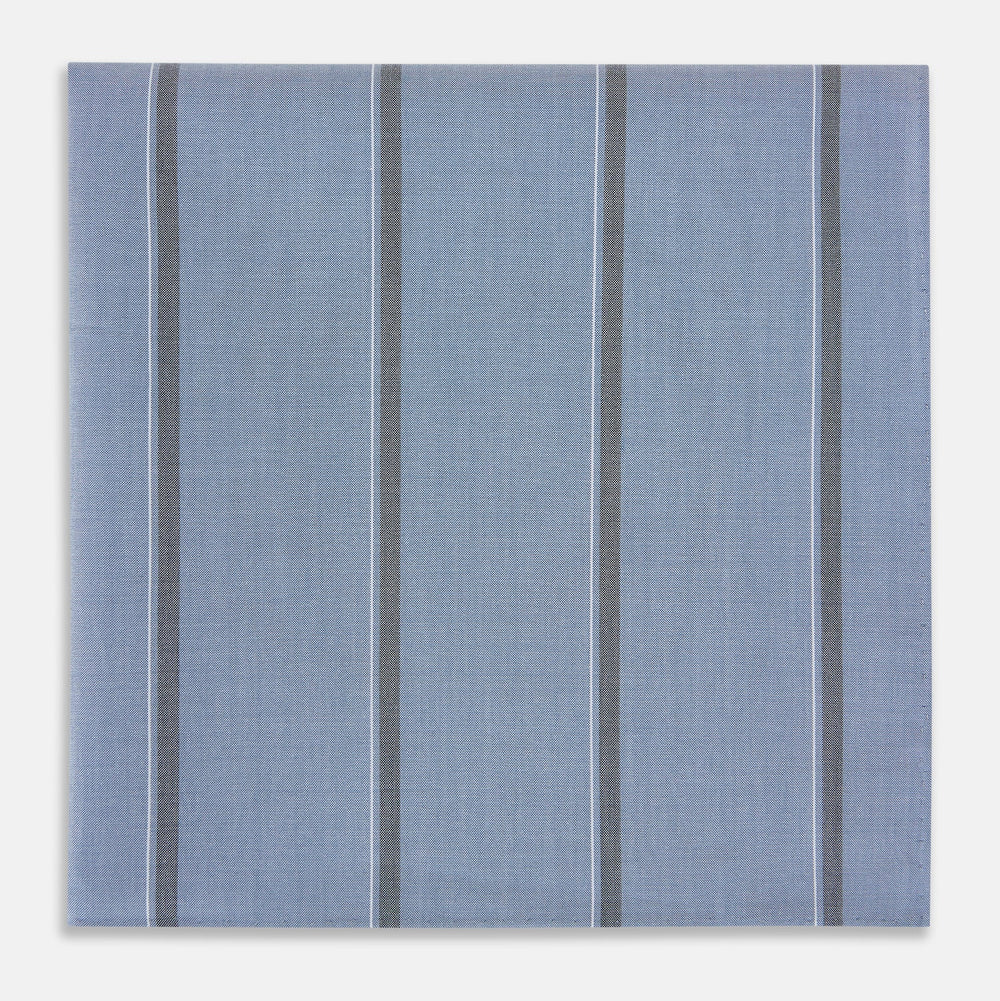 Steel Blue Track Stripe Hand-Rolled Handkerchief