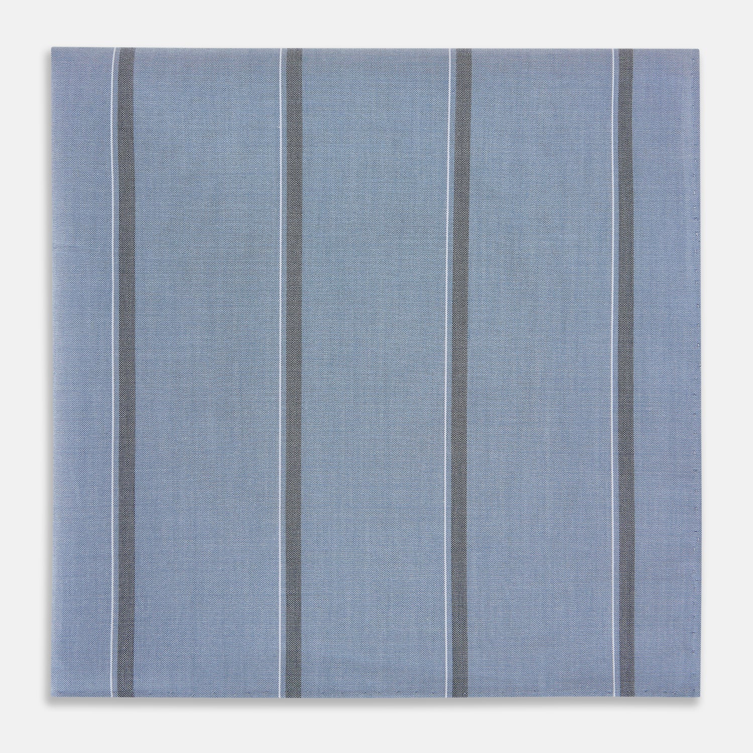 View 1 of product Steel Blue Track Stripe Hand-Rolled Handkerchief