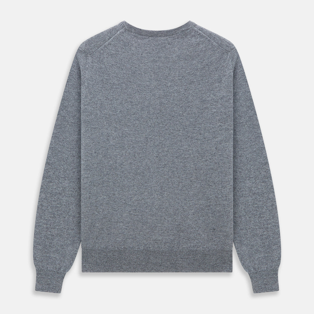 The Turnbull & Asser Flannel Grey Crew Neck Cashmere Jumper is shown flat on a white background.