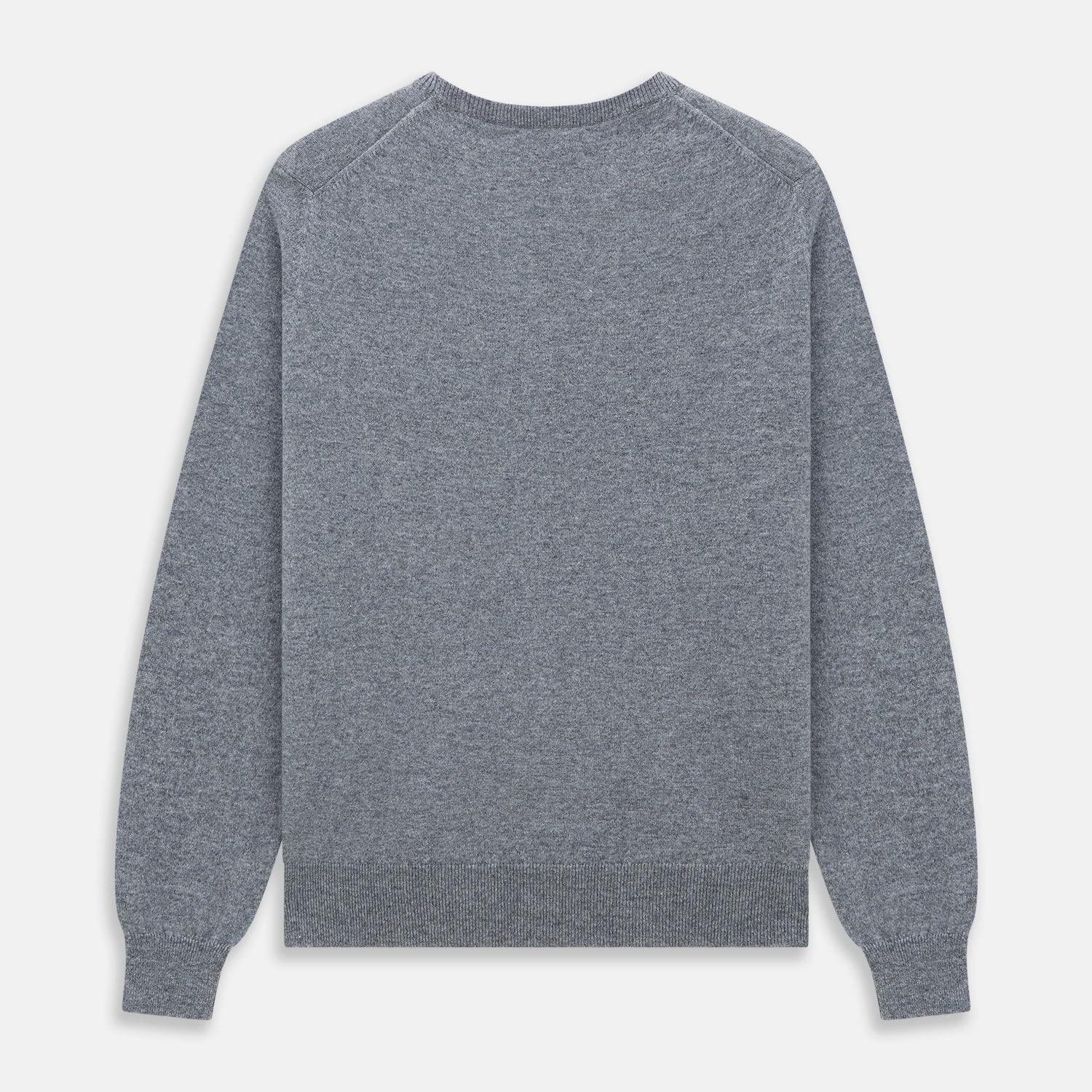 View 4 of product The Turnbull & Asser Flannel Grey Crew Neck Cashmere Jumper is shown flat on a white background.