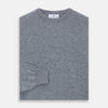 View 3 of product The Turnbull & Asser Flannel Grey Crew Neck Cashmere Jumper is shown flat on a white background.