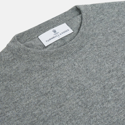 Flannel Grey Crew Neck Cashmere Jumper Image 1