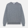 View 1 of product The Turnbull & Asser Flannel Grey Crew Neck Cashmere Jumper is shown flat on a white background.