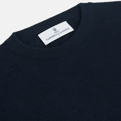 Navy Crew Neck Cashmere Jumper Image 1