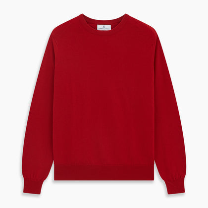 Deep Red Crew Neck Cashmere Jumper Image 4