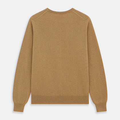 Camel Crew Neck Merino Wool Jumper Image 3