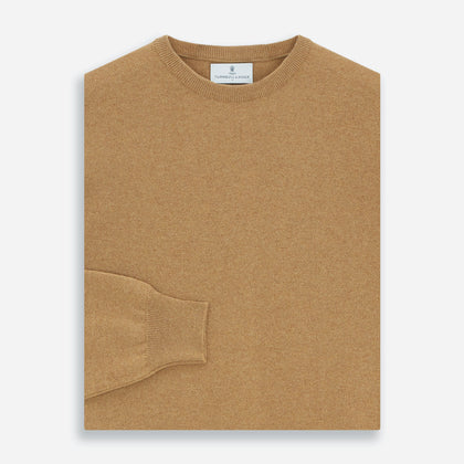 Camel Crew Neck Merino Wool Jumper Image 2