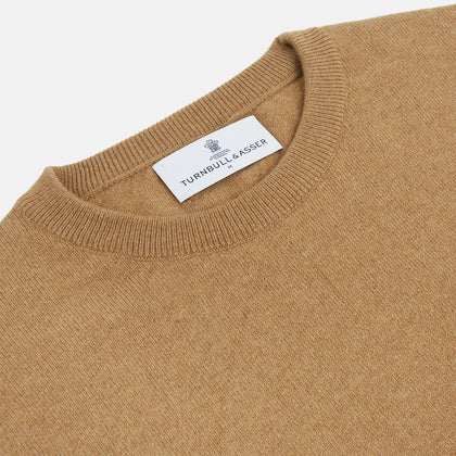 Camel Crew Neck Merino Wool Jumper Image 1