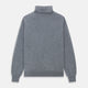 The Turnbull & Asser Kylian Flannel Grey Roll Neck Jumper features long sleeves, ribbed cuffs and hem—ideal for autumn layering. Laid flat on a white background.