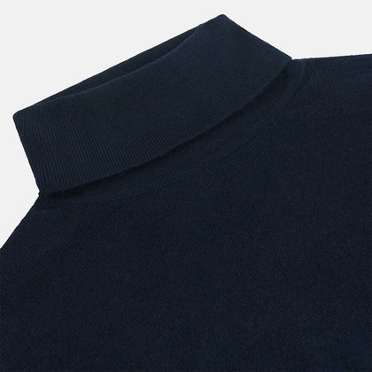 Navy Cashmere Roll Neck Jumper Image 1