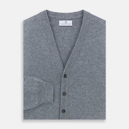 Louis Flannel Grey Cashmere Cardigan Image 2