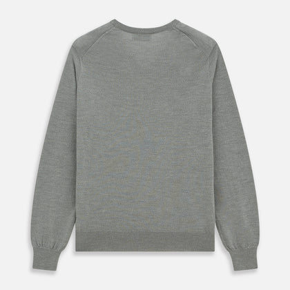Grey V-Neck Merino Wool Jumper Image 3