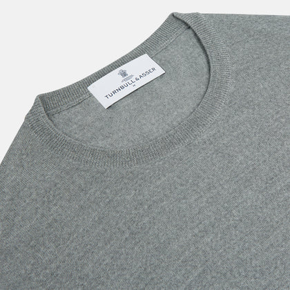 Grey Crew Neck Merino Wool Jumper Image 1