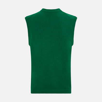 Hunter Green Fine Merino V-Neck Vest Image 2