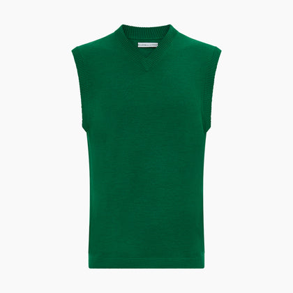 Hunter Green Fine Merino V-Neck Vest Image 3