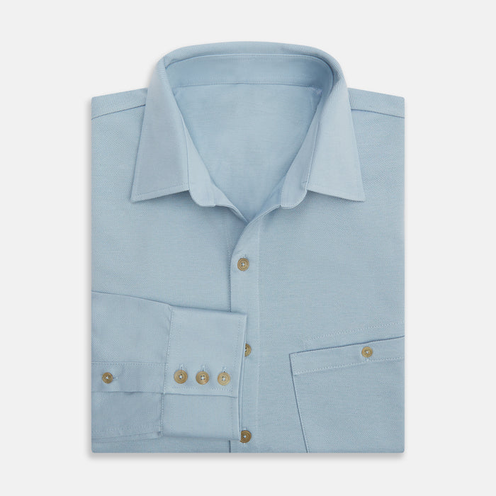 Pale Blue Pique Shirt Image 4