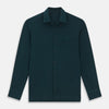 View 1 of product The Turnbull & Asser Dark Green Pique Shirt features long sleeves, a button-up front, chest pocket, and an elevated silhouette, displayed flat on a white background.